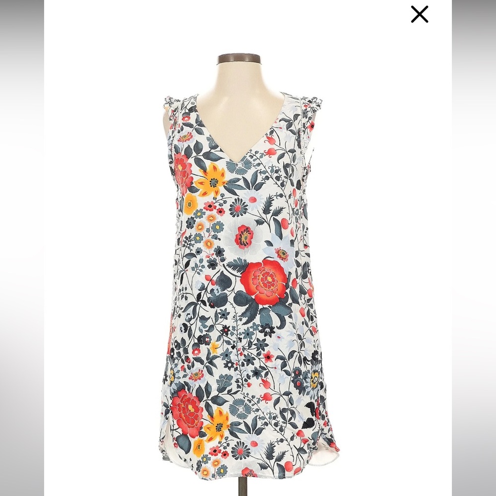 LOFT Floral Sleeveless Dress - White, Red, Yellow